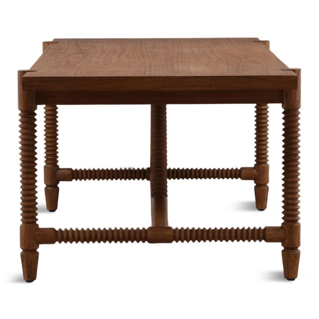 Mid-Century Modern Carved Spindle Wood Dining Table For Sale - Image 3 of 7