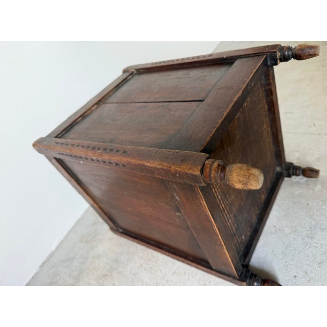 Antique French Country Solid Wood Wastebasket / Trash Can For Sale - Image 11 of 12