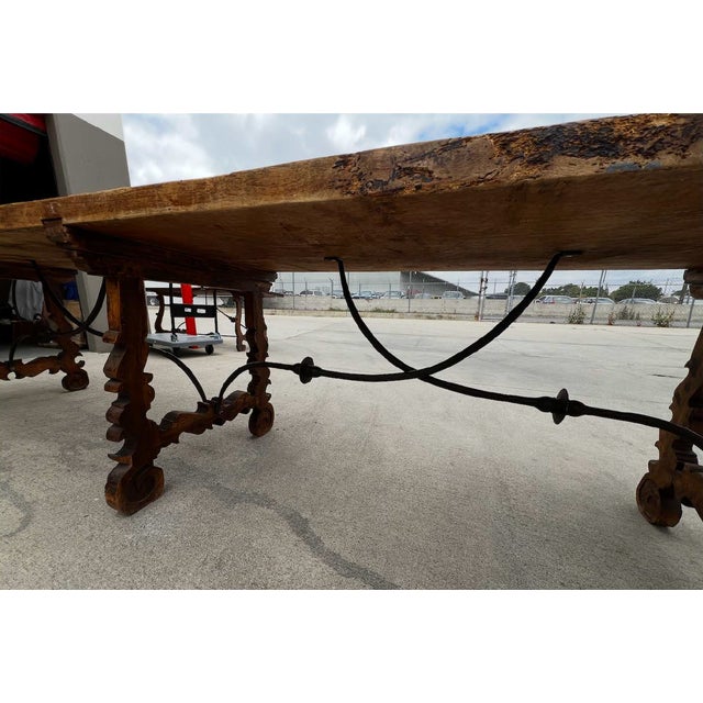Monumental 18th-Century Spanish Baroque Style Walnut Trestle Dining / Refectory Table For Sale - Image 11 of 18