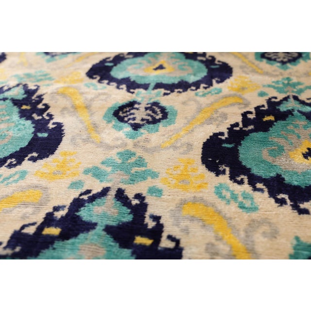 2020s The Azure & Gold Medallion Silk Velvet Pillow - 20" X 20" For Sale - Image 5 of 8