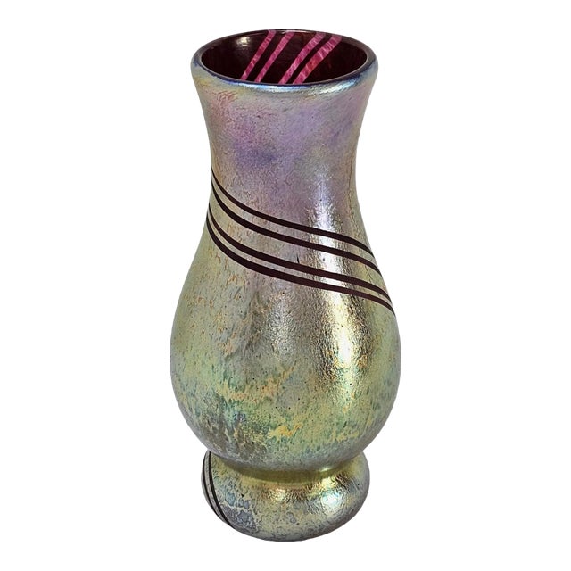 Minh Martin Art Romeo Glass Vase Gold Line Pattern For Sale