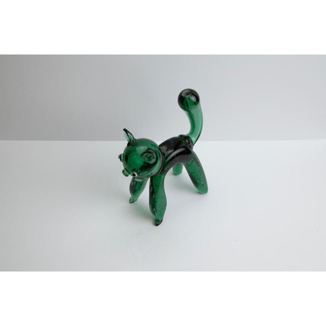 Green Glass Cat Sculpture attributed to Toso et Bagnoli, Empoli, 1950s For Sale - Image 3 of 10
