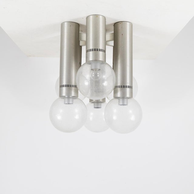 1970s 6-Light Chandelier in Metal and Glass, Italy, 1970s For Sale - Image 5 of 9