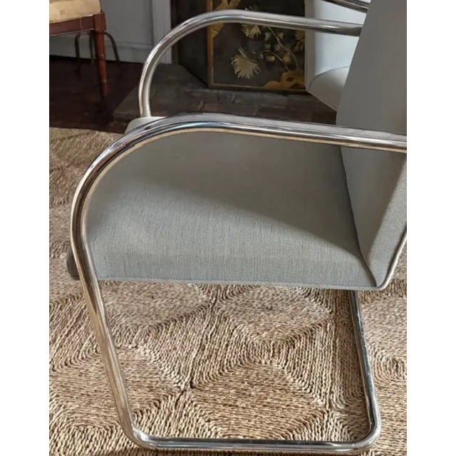 Mies Van der Rohe Mid Century Knoll International Brno Tubular Chrome Cantilever Chair - Signed and Dated 1979 For Sale - Image 4 of 15