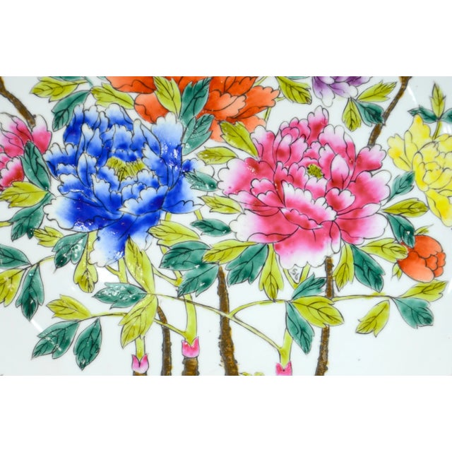 Chinoiserie Floral Charger With Stand For Sale - Image 4 of 6