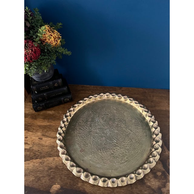 Large 1900’s Brass Plate Wall Hanging/ Tray For Sale - Image 9 of 12