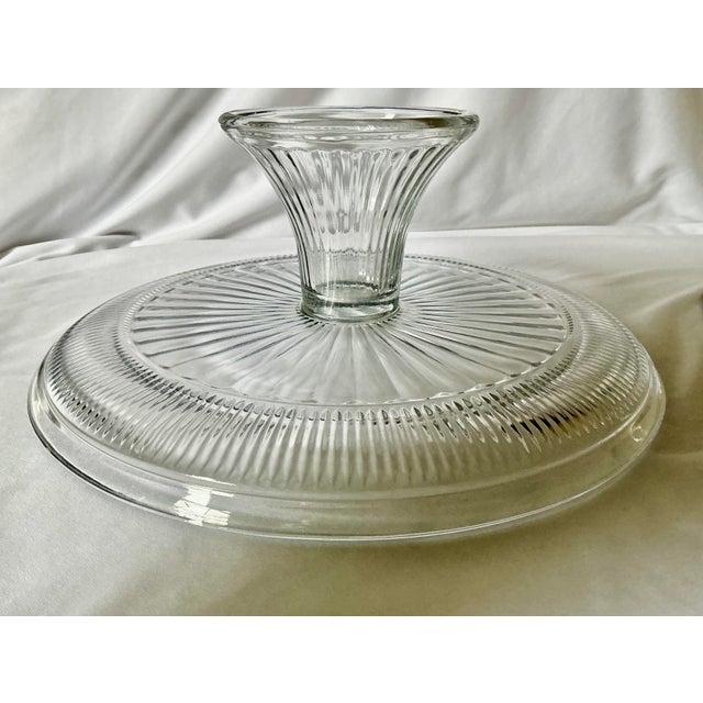 Traditional Pressed Glass Cake Stand With Glass Dome For Sale - Image 10 of 11