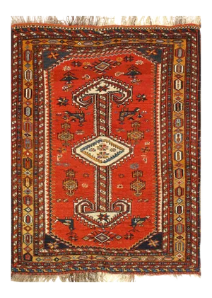 Rust Persian Hand Knotted Antique Afshar 3'7'' X 4'7''