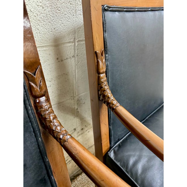 Vintage French Empire Charles X Style Consulate Master Armchairs - Pair For Sale In Kansas City - Image 6 of 11
