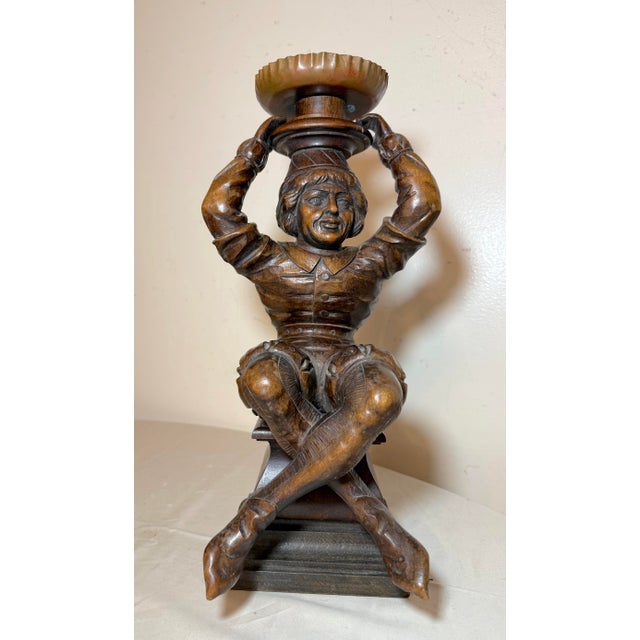 Up for sale is an exquisite antique 19th century hand carved architectural salvage wooden candlestick sculpture. This...