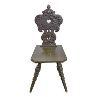 Antique Hand-Carved Welsh Hall Chair For Sale