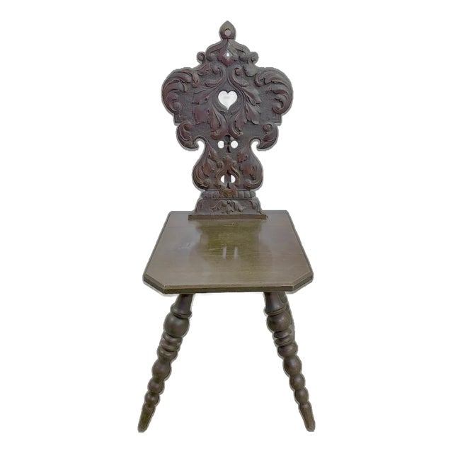 Antique Hand-Carved Welsh Hall Chair For Sale