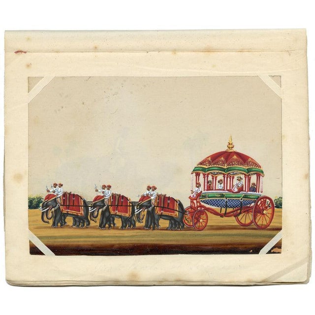 Gold Indian Company School, Rajah's State Coach, Tanjore, 1800s, Gouache on Paper For Sale - Image 8 of 9