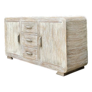 Vintage Distressed Finish Pencil Reed Credenza For Sale