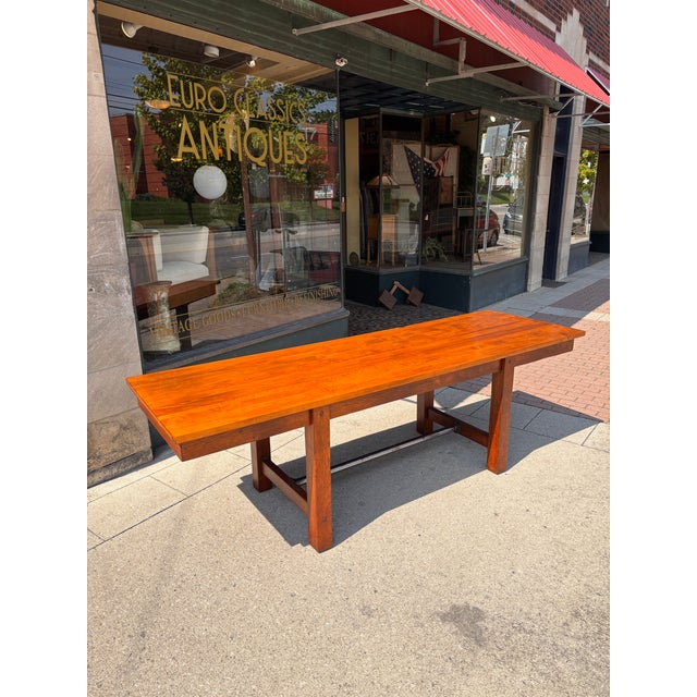 Mid-Century Modern 1920s Maple & White Oak Dining Table For Sale - Image 3 of 9