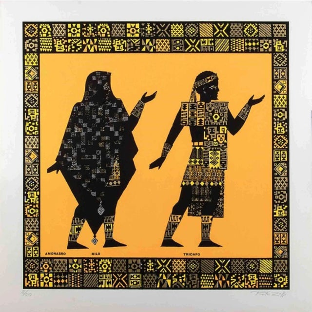 Amonasro Nile and triumph Lithograph by Pietro Zuffi 70 x 70 cm edition: 8/50, signed Good condition This piece is...