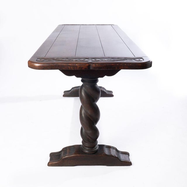 Early 20th Century Carved Oak Barley Twist Hall Table Made by Flints Fine Furniture New York For Sale - Image 9 of 10
