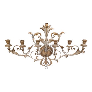 Vintage Mid 20th Century Italian Gilt 6 Candle Wall Sconce For Sale
