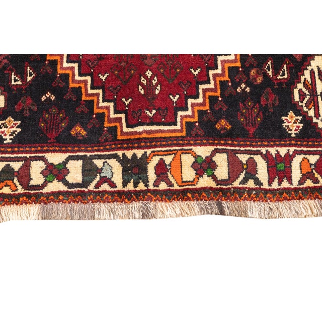 Vintage Hand-Knotted Persian Qashqai Rug 4'6" X 5'6" For Sale - Image 4 of 18
