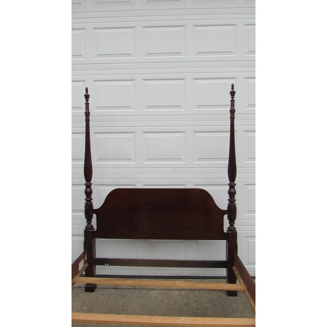 Chippendale 1980s Thomasville Cherry Poster Bed Rice Queen Size Carved For Sale - Image 3 of 6