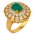 Vintage Emerald Diamond 18k Yellow Gold Cluster Ring, Size 6 For Sale