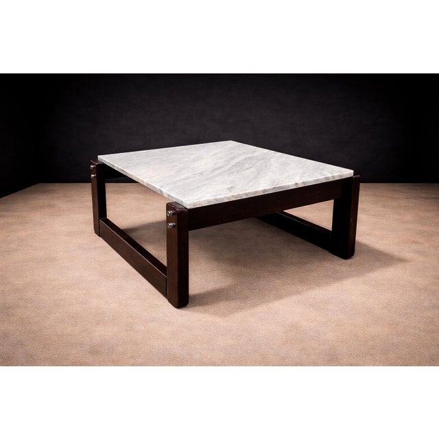 Wood Side Table in Hardwood & Marble, Percival Lafer, 1970s For Sale - Image 7 of 9