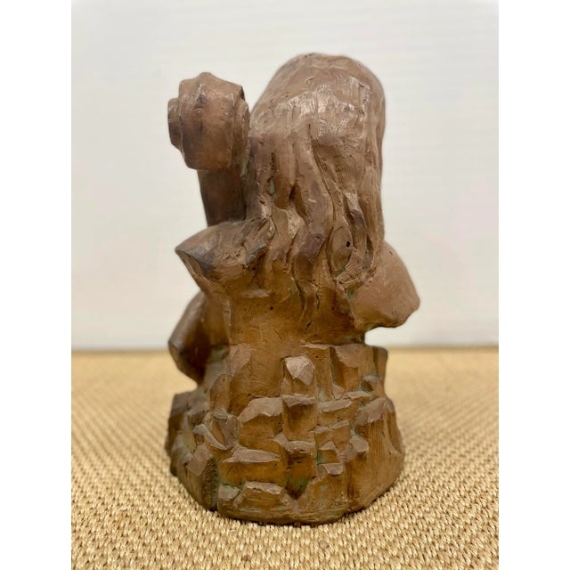 Vintage Midcentury Italian hand-crafted Italian clay bust sculpture. Featuring female playing musical instrument....