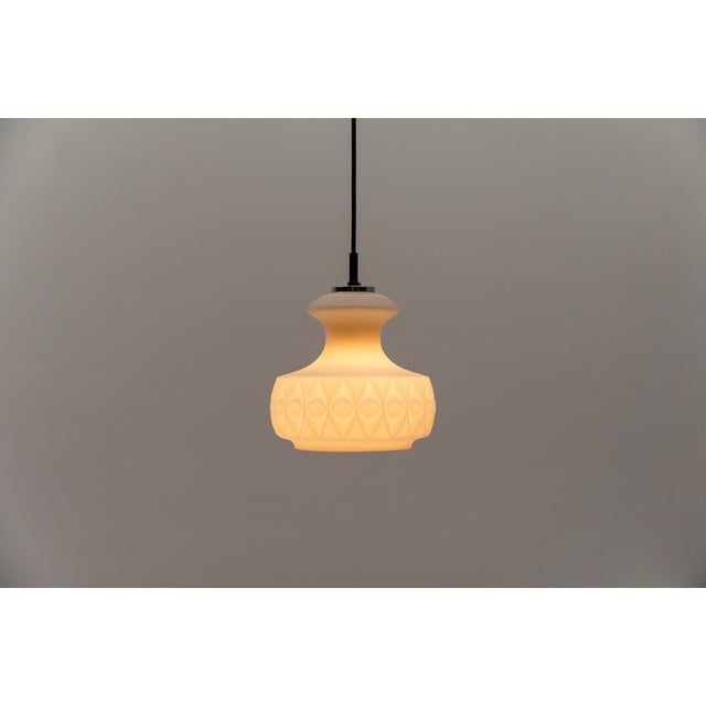 White 3D Glass Hanging Lamp by Peill & Putzler, 1960s For Sale - Image 4 of 11