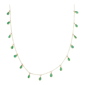 1.97 Carat Emerald Pear Shaped Drop Charm Necklace in 18k Yellow Gold