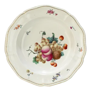 18th Century Frankenthal Porcelain Hand Painted Fruit & Nut Decor Bowl