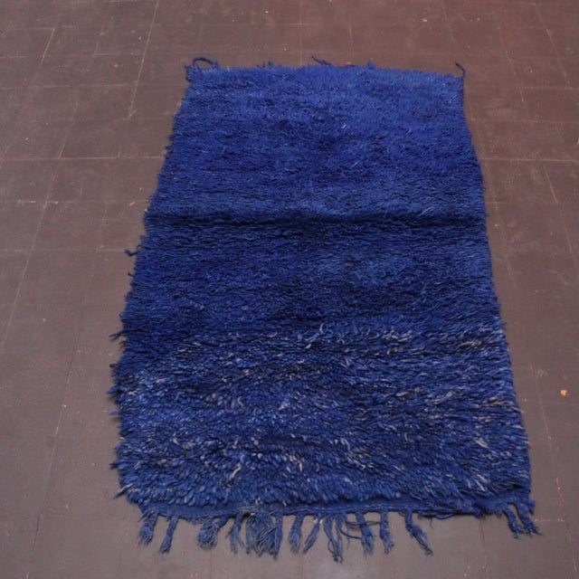 Blue Blue Indigo Moroccan Rug - 3'3" X 5'6" Ft For Sale - Image 8 of 9