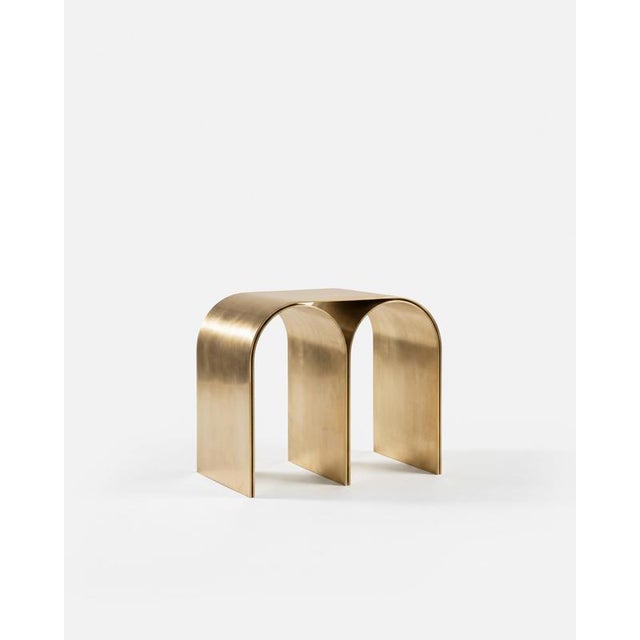 Gold Arch Stool with Brass Finish by Pietro Franceschini For Sale - Image 4 of 8