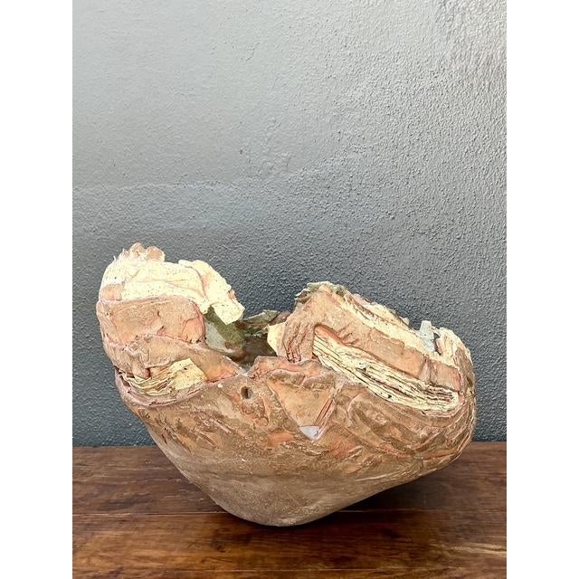 Mid-Century Modern Vintage Monumental Original Slab Built Studio Pottery Bowl For Sale - Image 3 of 12