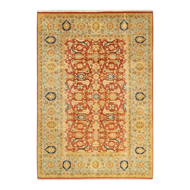Mogul Collection Hand-Knotted Area Rug - Orange 6' 3" x 8' 10" For Sale