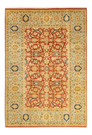 Mogul Collection Hand-Knotted Area Rug - Orange 6' 3" x 8' 10"