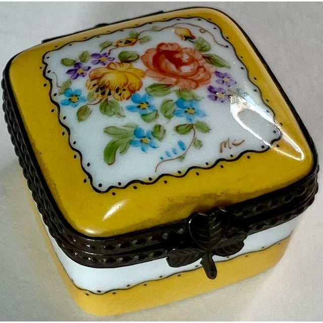 Hand Painted Limoges France, Porcelain Trinket Box For Sale - Image 11 of 11
