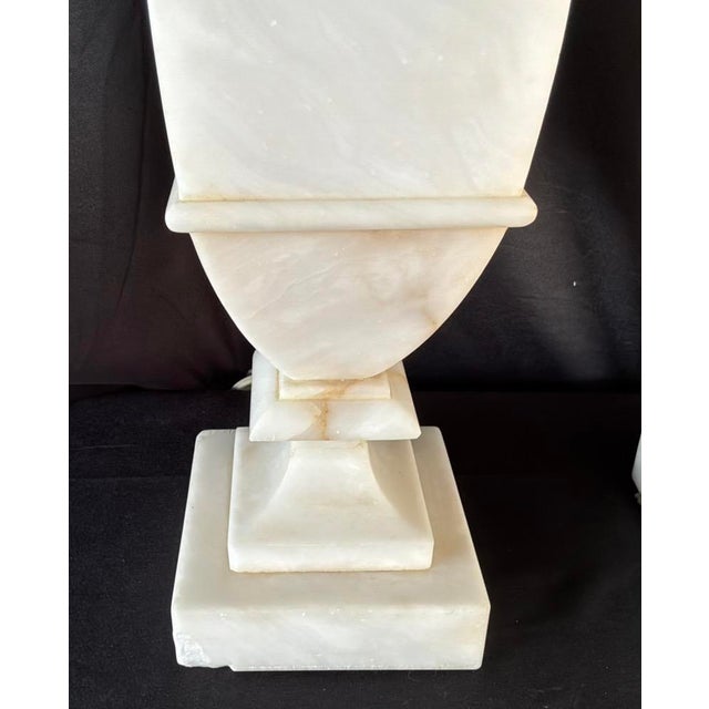 Mid 20th Century Neoclassical Alabaster Table Lamps - a Pair For Sale - Image 14 of 15