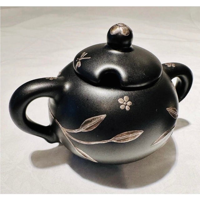 Vintage 1990s Emilia Castillo Silver Black Ceramic Toucan Sugar Bowl Creamer Set For Sale In Fayetteville, AR - Image 6 of 11
