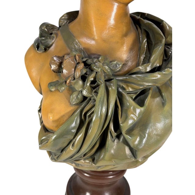 Late 19th Century Carrier-Belleuse Patinated Plaster Female Bust For Sale - Image 5 of 7
