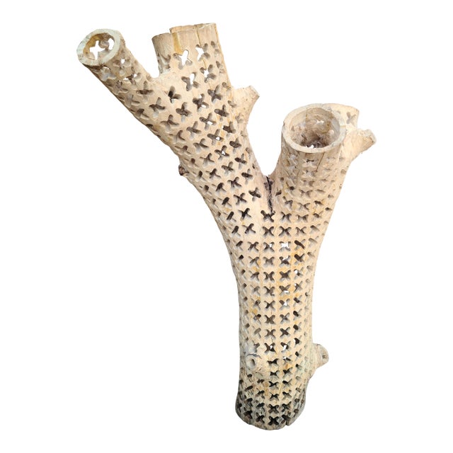 Hand-Carved Organic Wood Sculpture, 34.5"h – Organic Modern Sculptural Statement For Sale