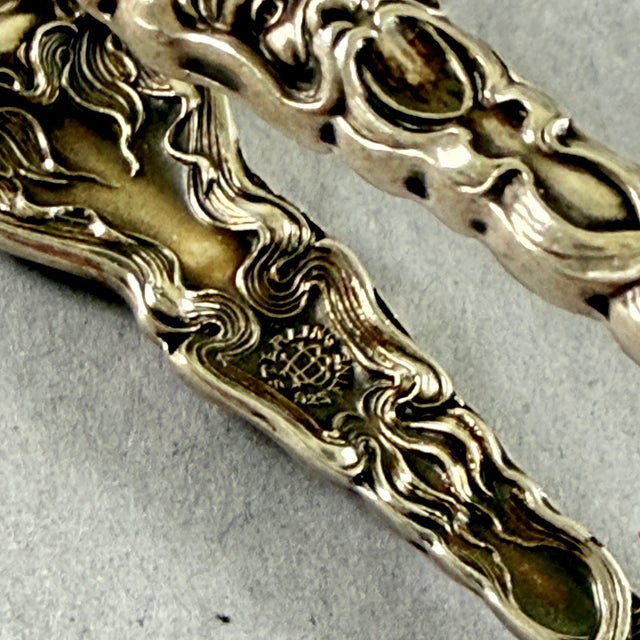 Unger Brothers ‘Douvaine’ Art Nouveau Sterling Silver Sugar Tongs For Sale - Image 14 of 15