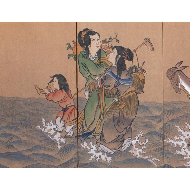 Japanese C. 1960-1970s Painted Daoist Screen by Ishida For Sale - Image 3 of 18