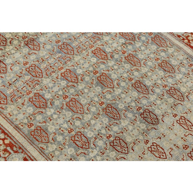 Textile 4x5 Antique North Indian Agra Rug - Pale Celadon & Rust Wool With Floral Motifs For Sale - Image 7 of 7
