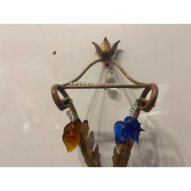 Tole Murano Glass Sconces, 1950s, Set of 2 For Sale - Image 4 of 10