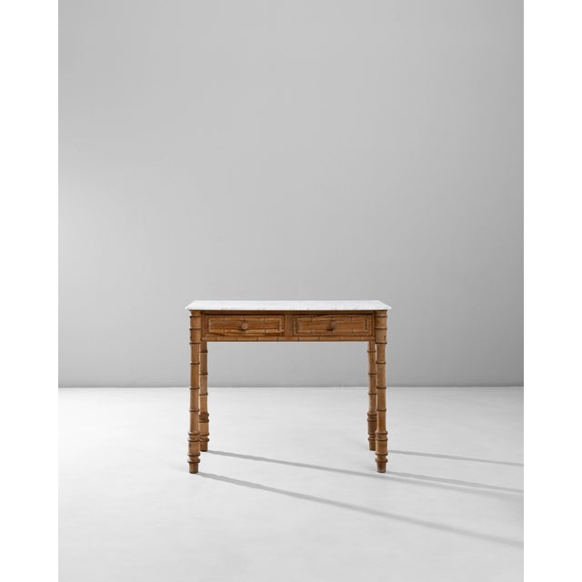 1900s French Faux Bamboo Table With Marble Top For Sale - Image 17 of 18