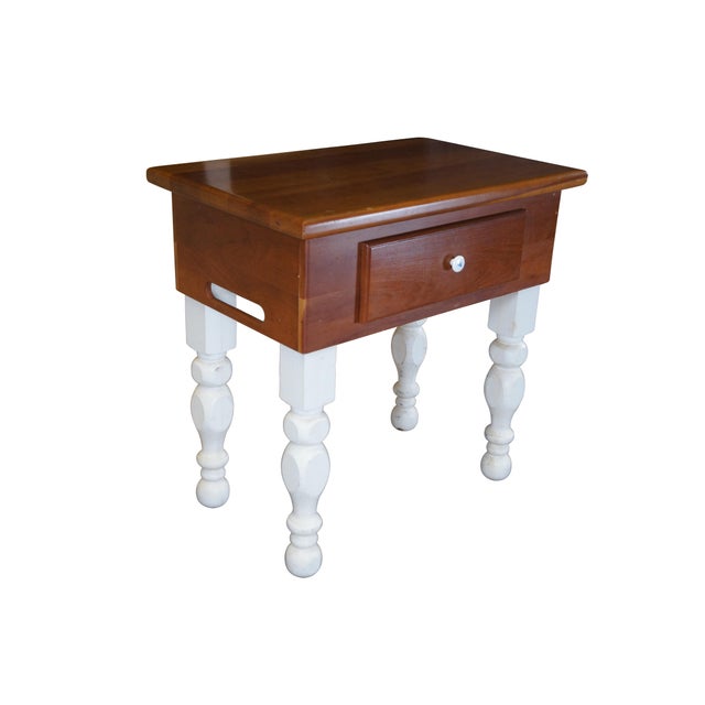 Farmhouse Vintage American Country Farmhouse Cherry & Pine Painted Table Kitchen Island For Sale - Image 3 of 12