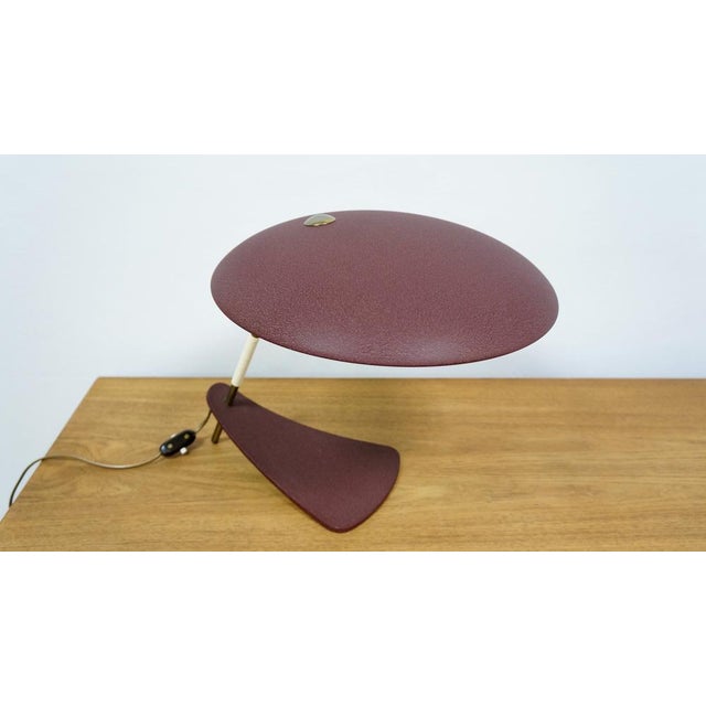 Maroon Italian UFO Desk Lamp from Stilnovo, 1950s For Sale - Image 8 of 9
