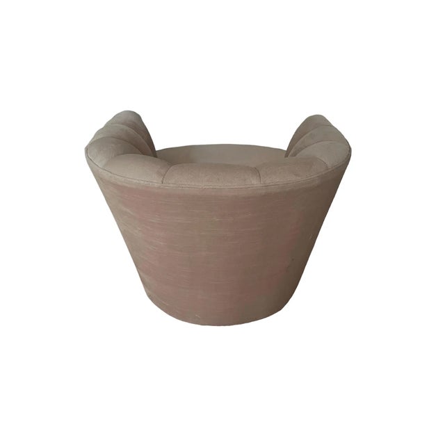 Hollywood Regency 1950s Matching Pair of Hollywood Regency Channel Back Swivel Chairs For Sale - Image 3 of 7