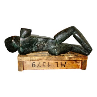 Margot Eberle, Patinated Cubist Sculpture, 1987, Bronze For Sale