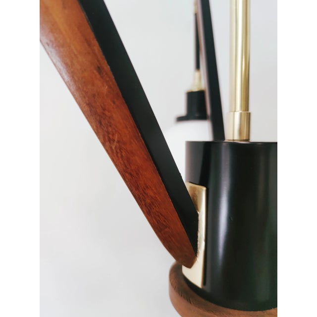 Black Vintage Brass & Wooden Ceiling Lamp from Stilnovo For Sale - Image 8 of 18